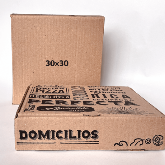 Caja de pizza de 30x30 de cartón con impresión genérica