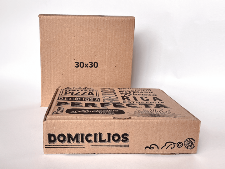 Caja de pizza de 30x30 de cartón con impresión genérica