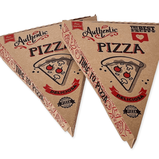 Caja de pizza en forma triangular