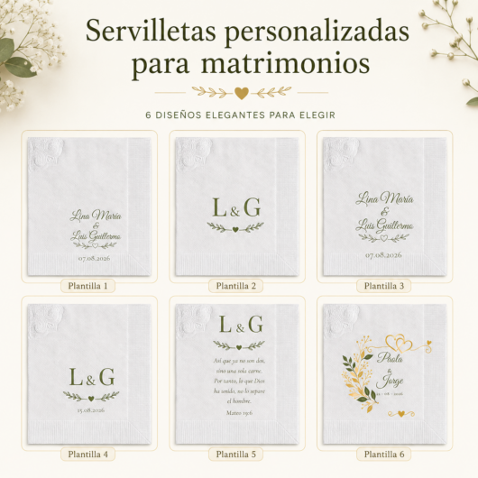 Servilletas personalizadas de lujo para matrimonios